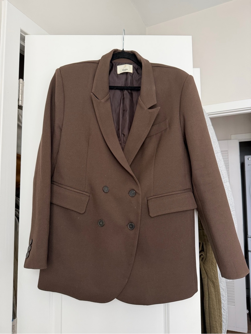 Frankie Shop Double-Breasted Brown Blazer